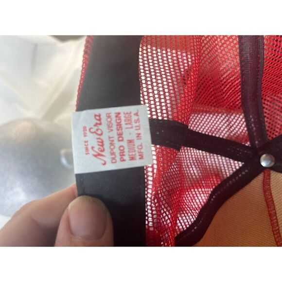 Vintage New Era Raychem Red Trucker Snapback Hat With Dupont Visor NWOT - Picture 8 of 8